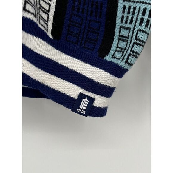 BBC DR WHO Hot Topic Size Medium Cardigan Sweater Tardis Phone Booth Button Up - Picture 2 of 5
